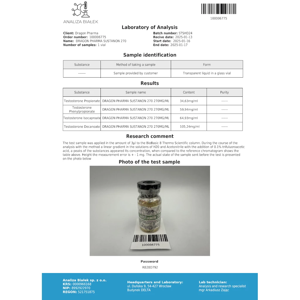 Dragon Pharma, Europe Sustanon 270