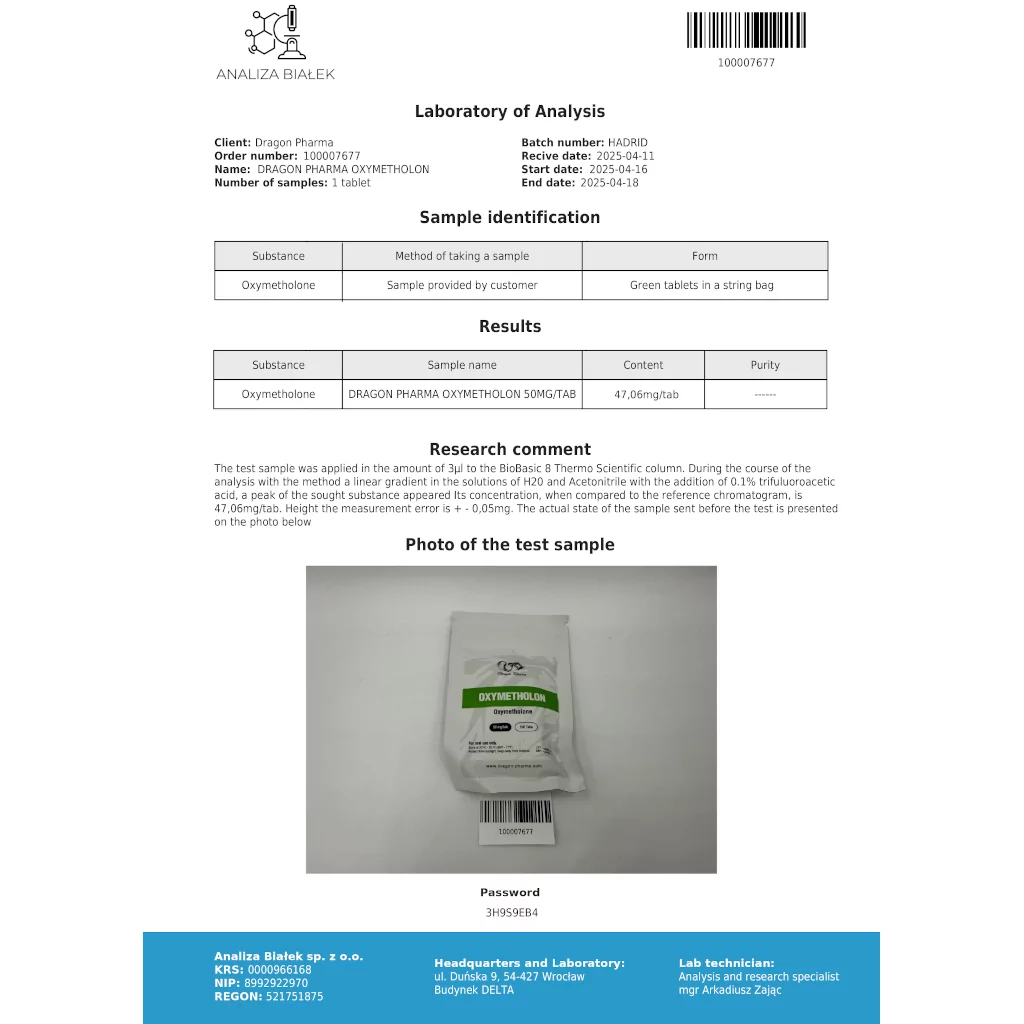 Dragon Pharma, Europe Oxymetholon