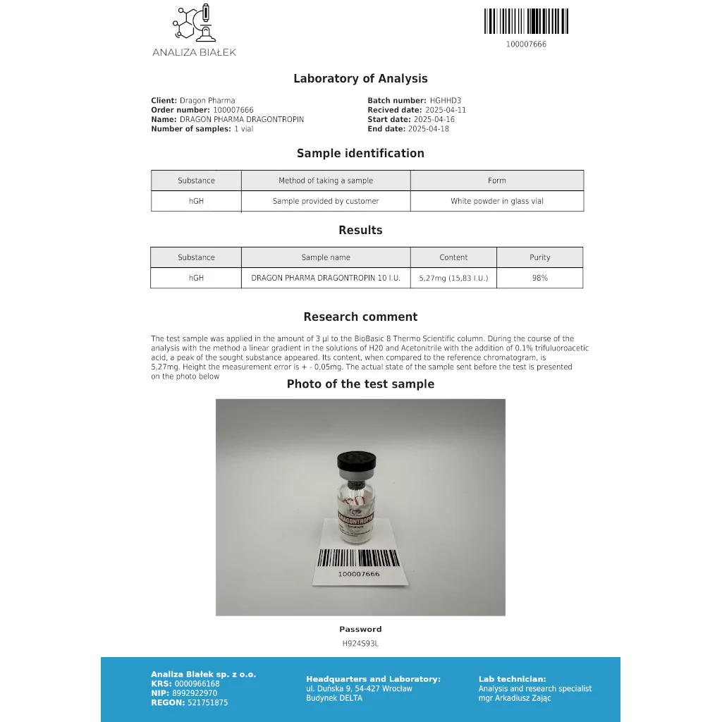 Dragon Pharma, Europe Dragontropin 100 IUs