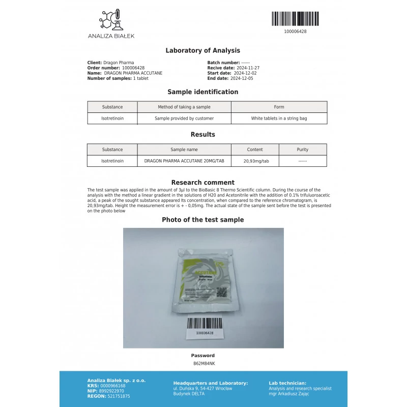 accutane lab test report