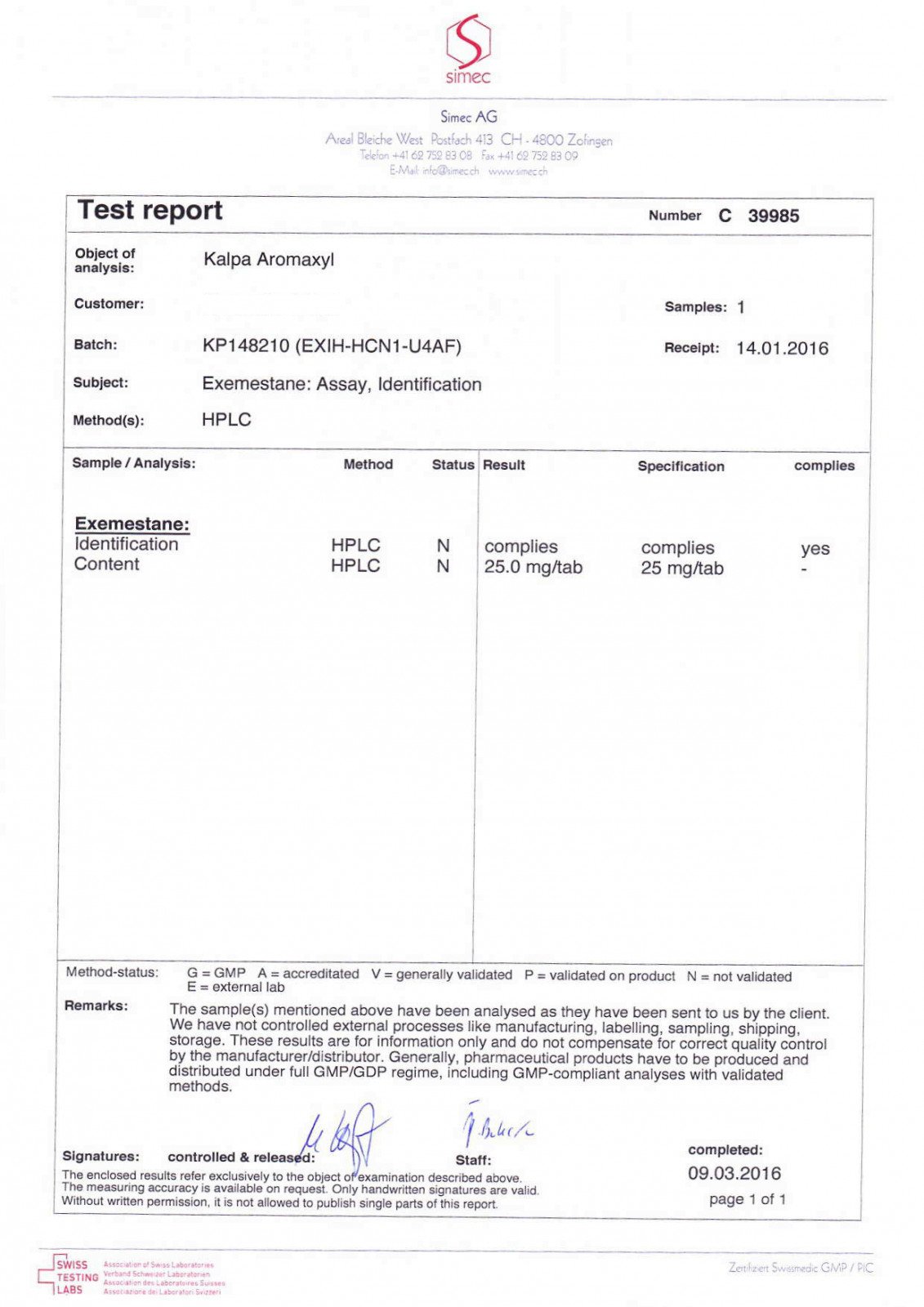 aromaxyl lab test results