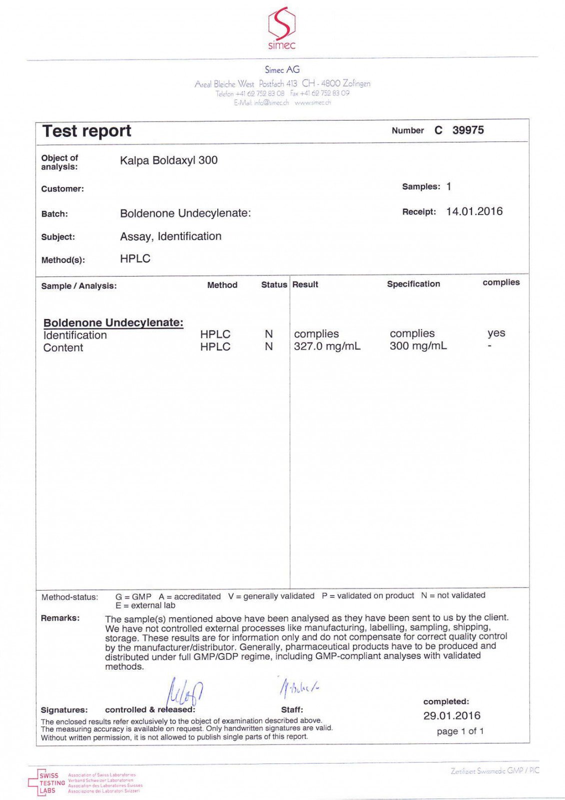 boldaxyl 300 lab test results