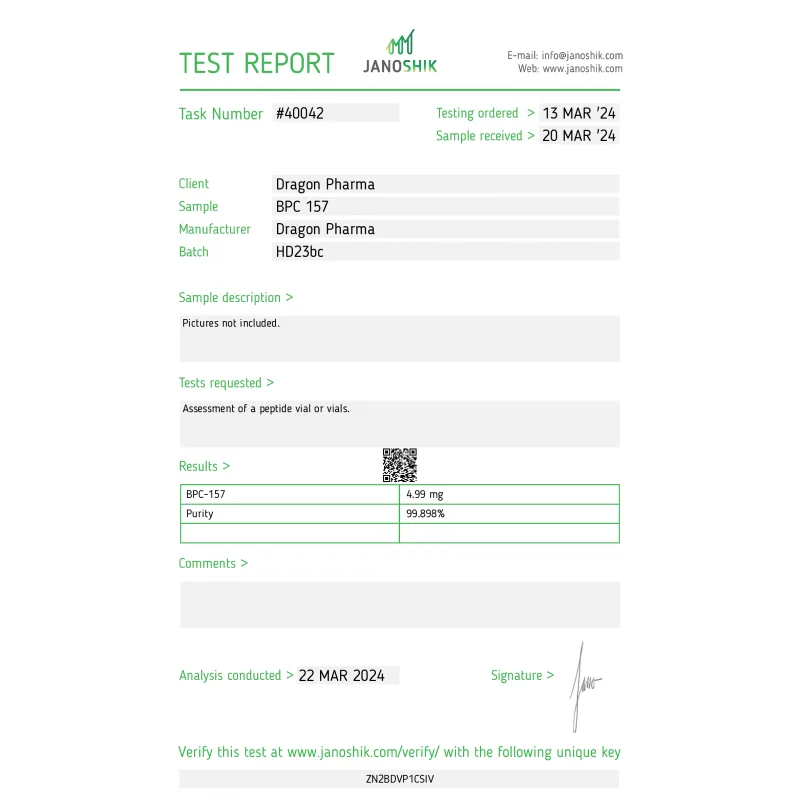 bpc 157 lab test report