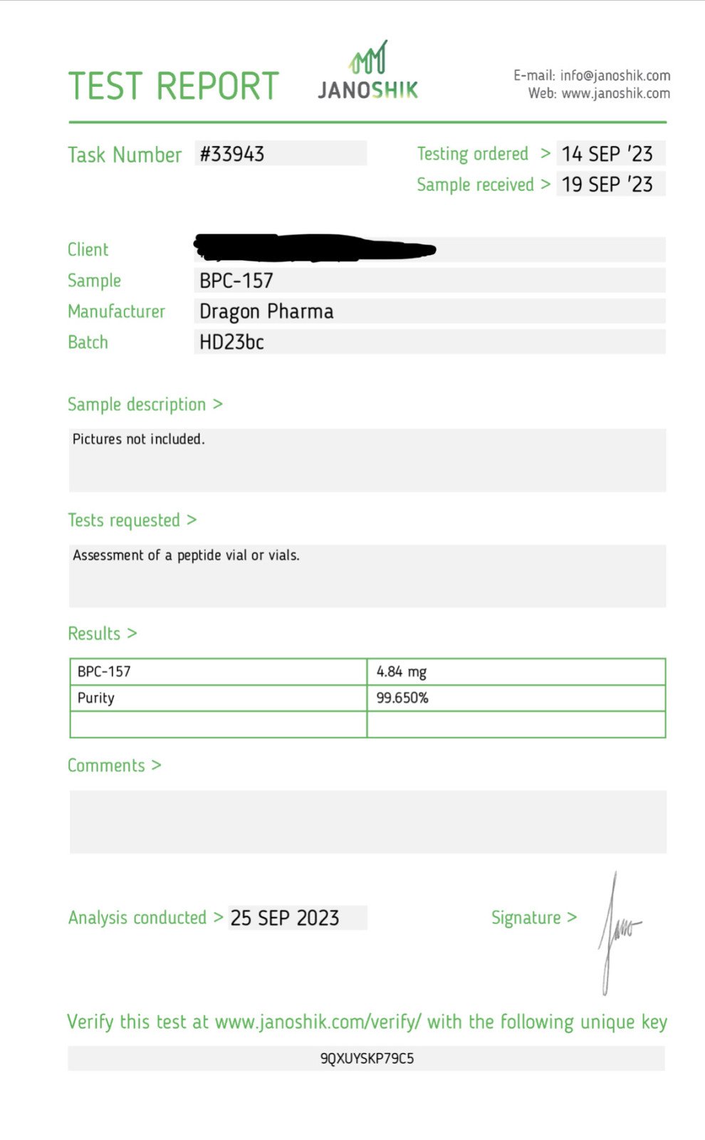 bpc 157 lab test results