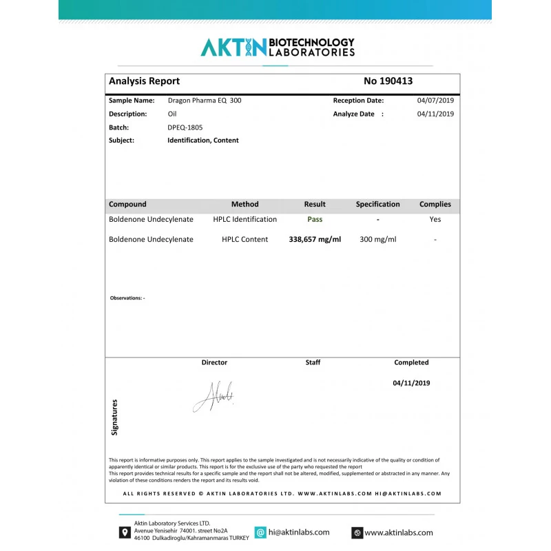 eq 300 lab test report