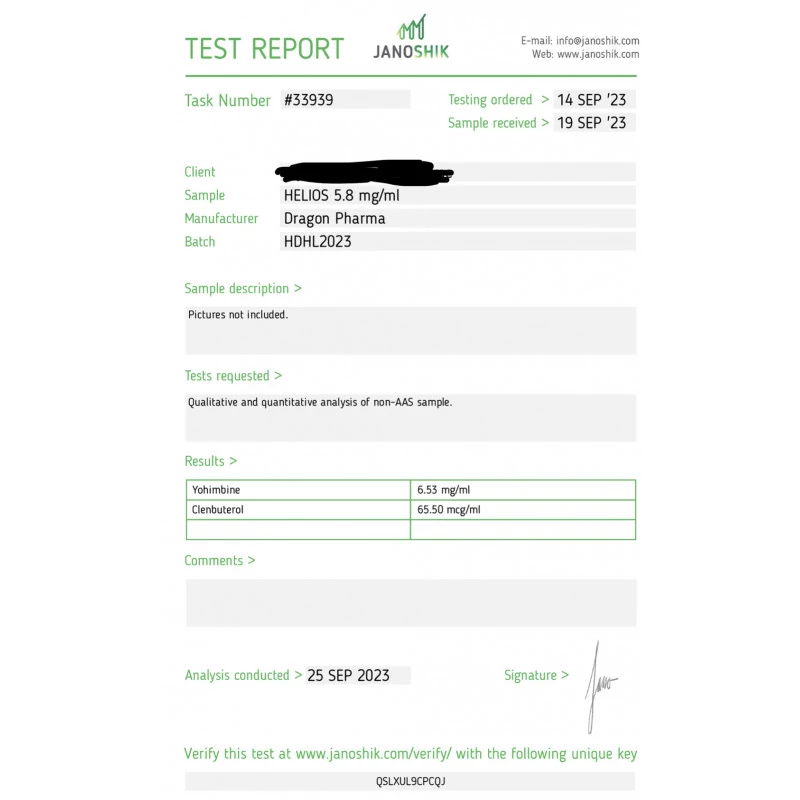 helios lab test report