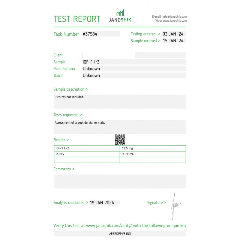 igf-1 lr3 lab test report