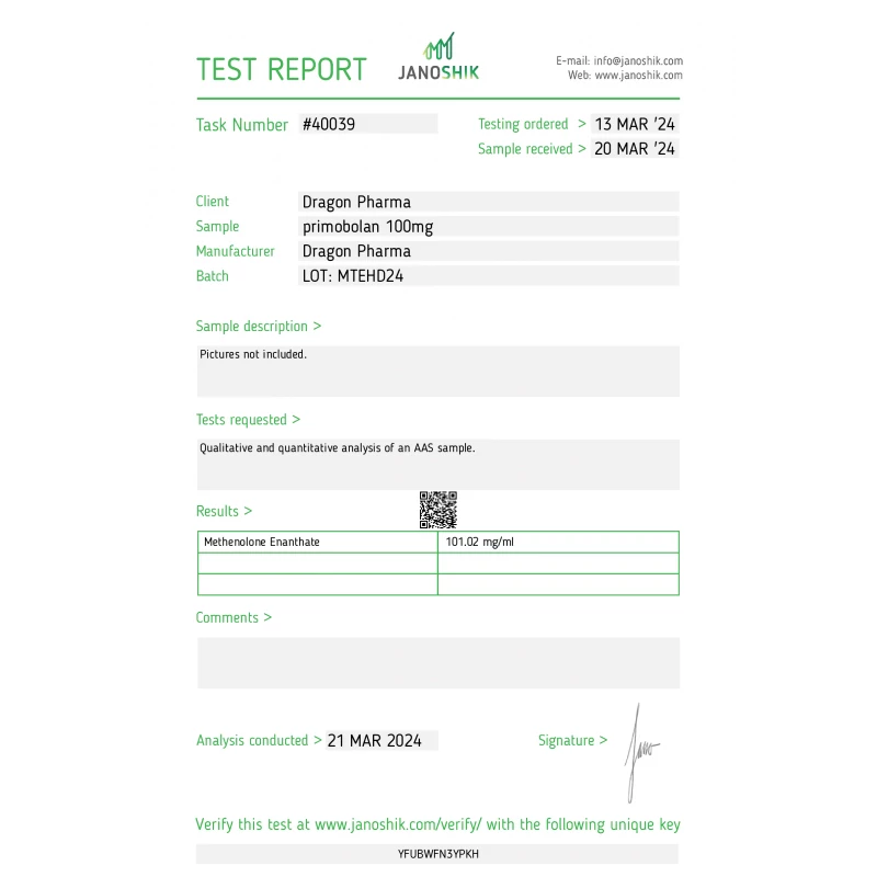 primobolan 100 lab test report