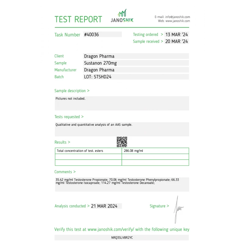 sustanon 270 lab test report