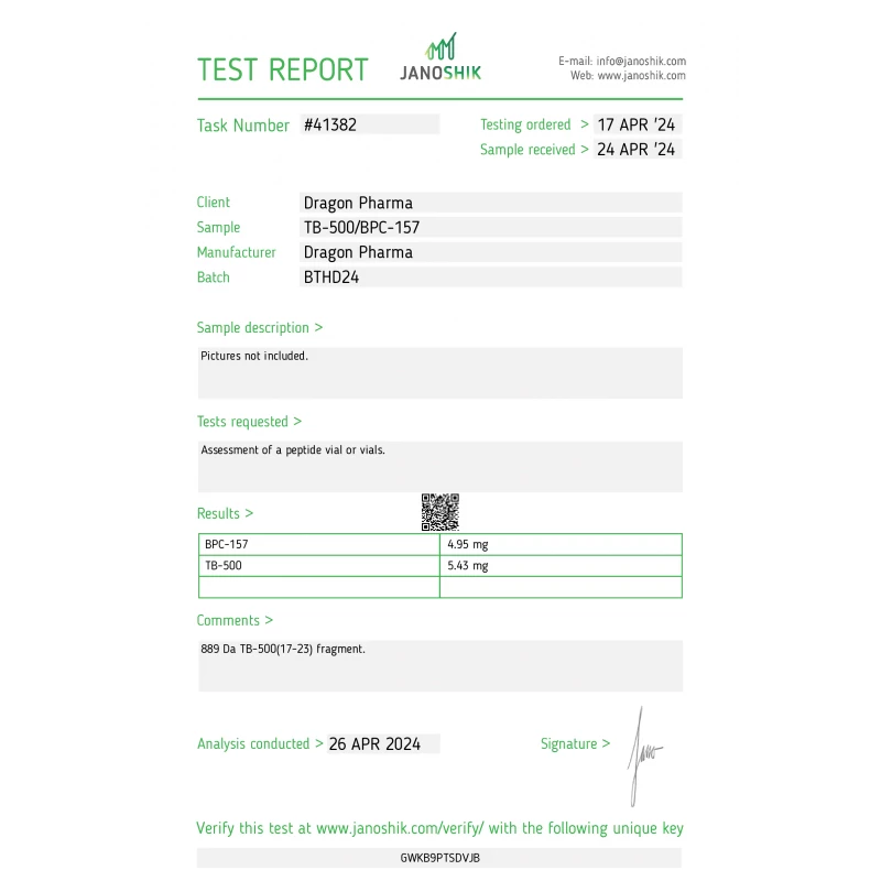 tb 500/bpc 157 lab test report