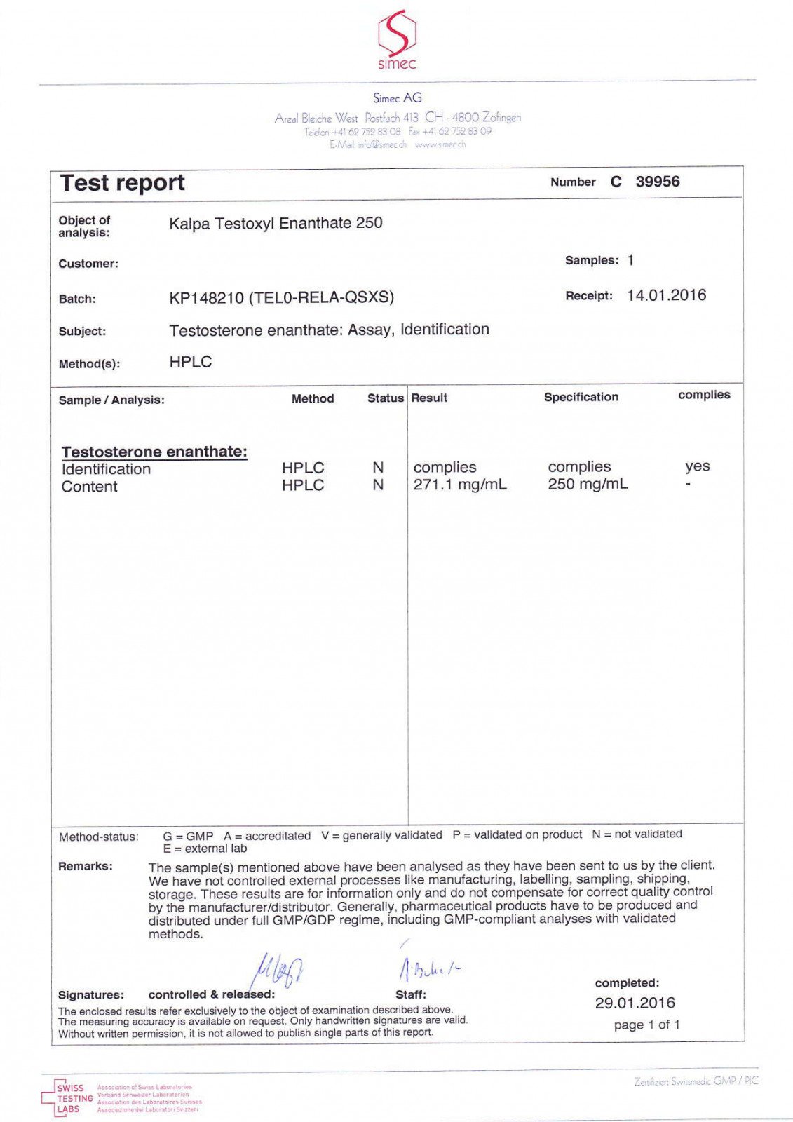 testoxyl enanthate 250 lab test results
