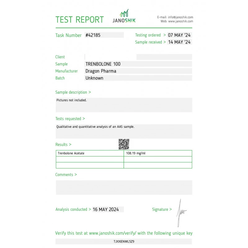 trenbolone 100 lab test report