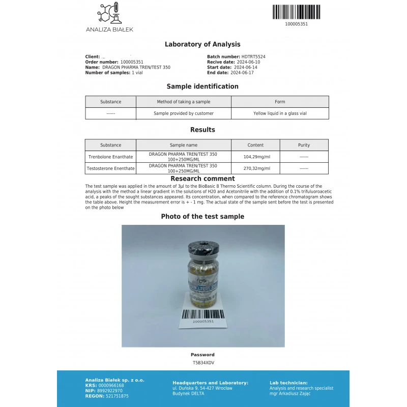 tren test 350  lab test report