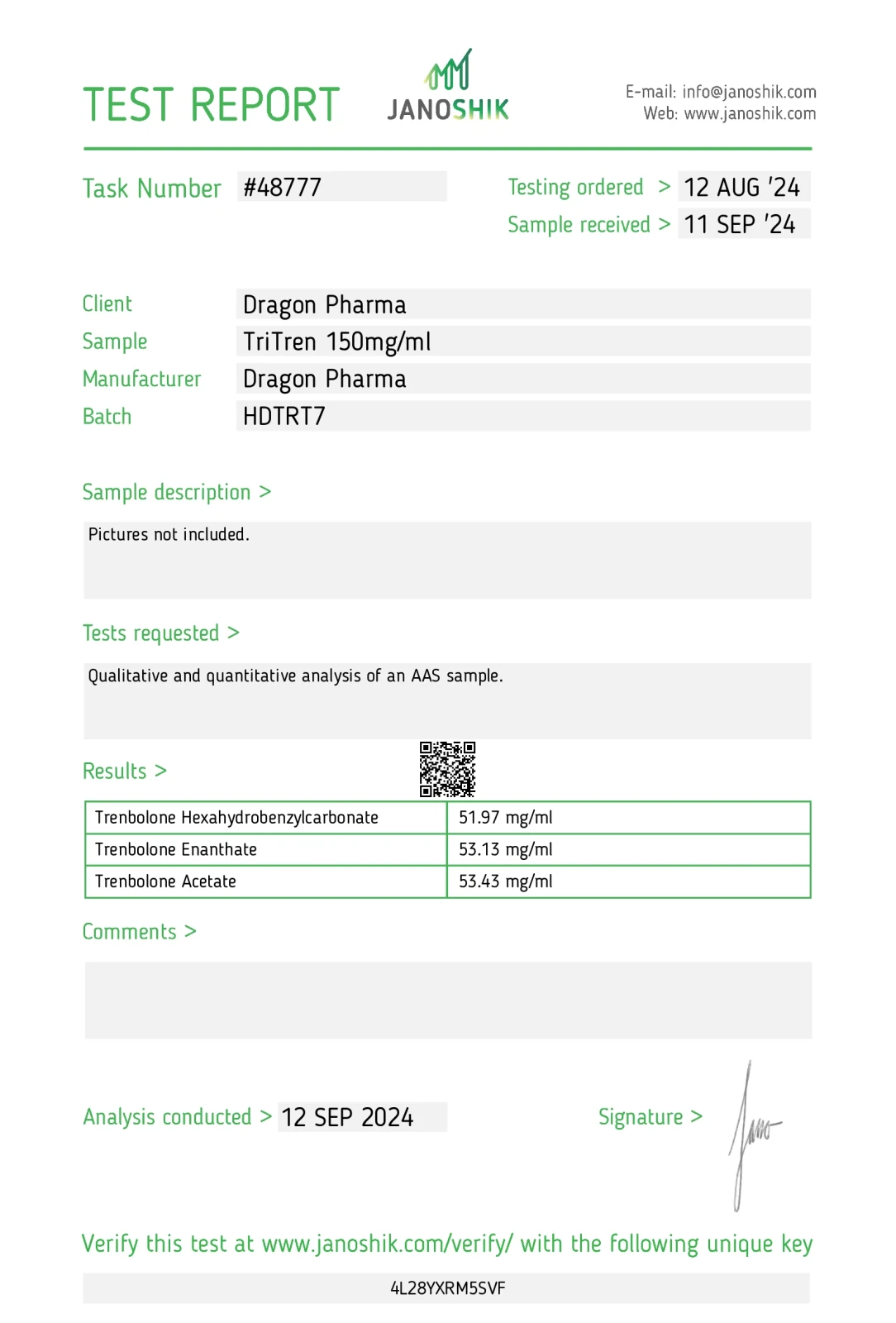 tri tren lab test report