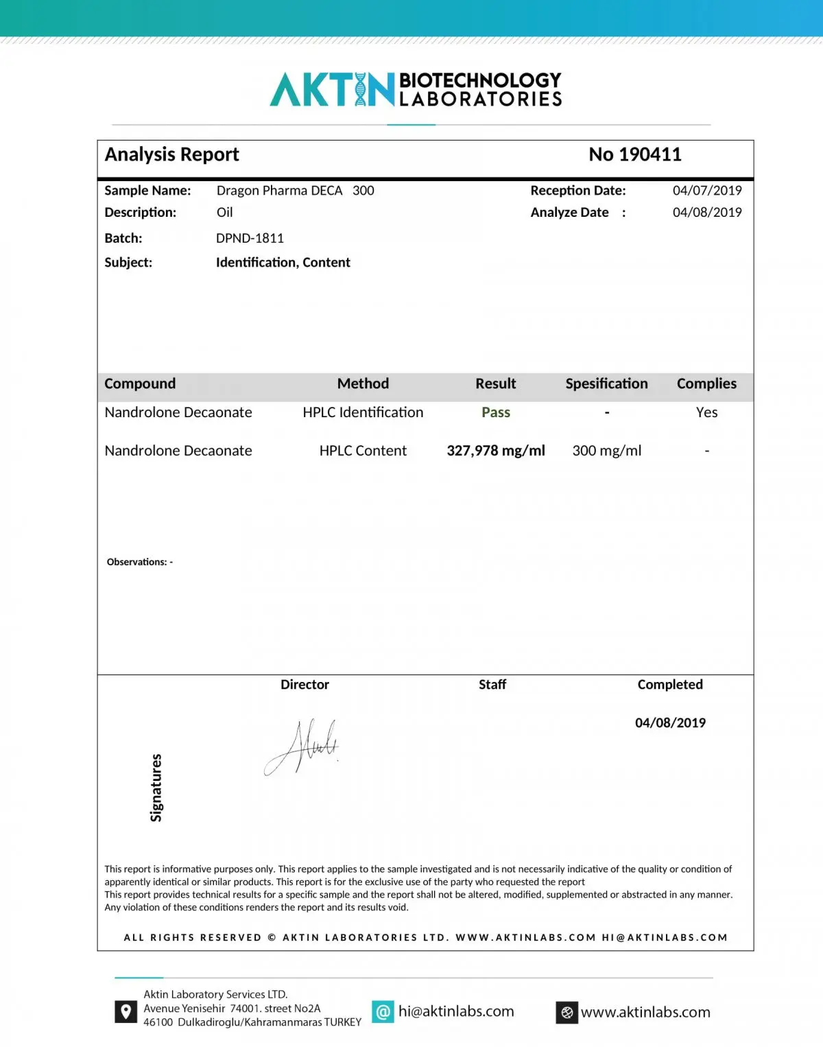 deca 300 lab test results