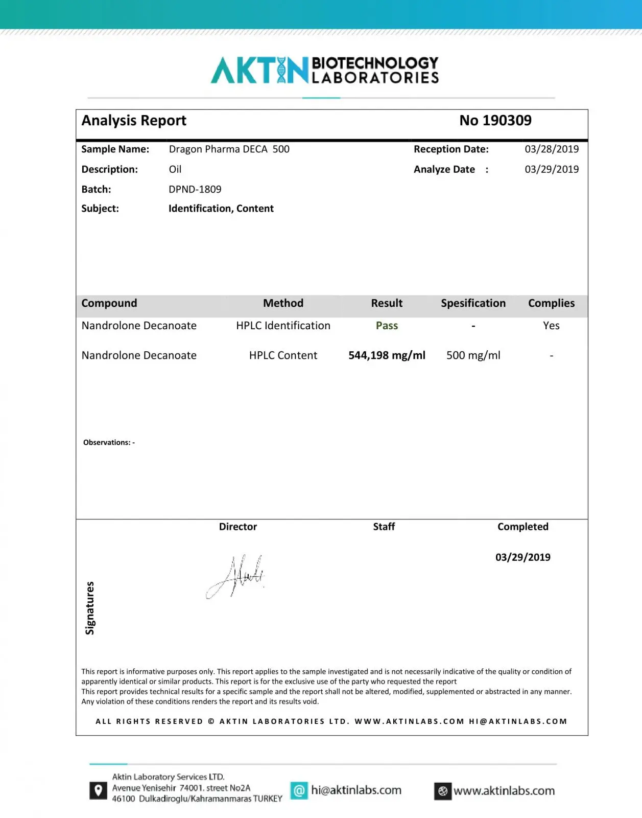 deca 500 lab test results
