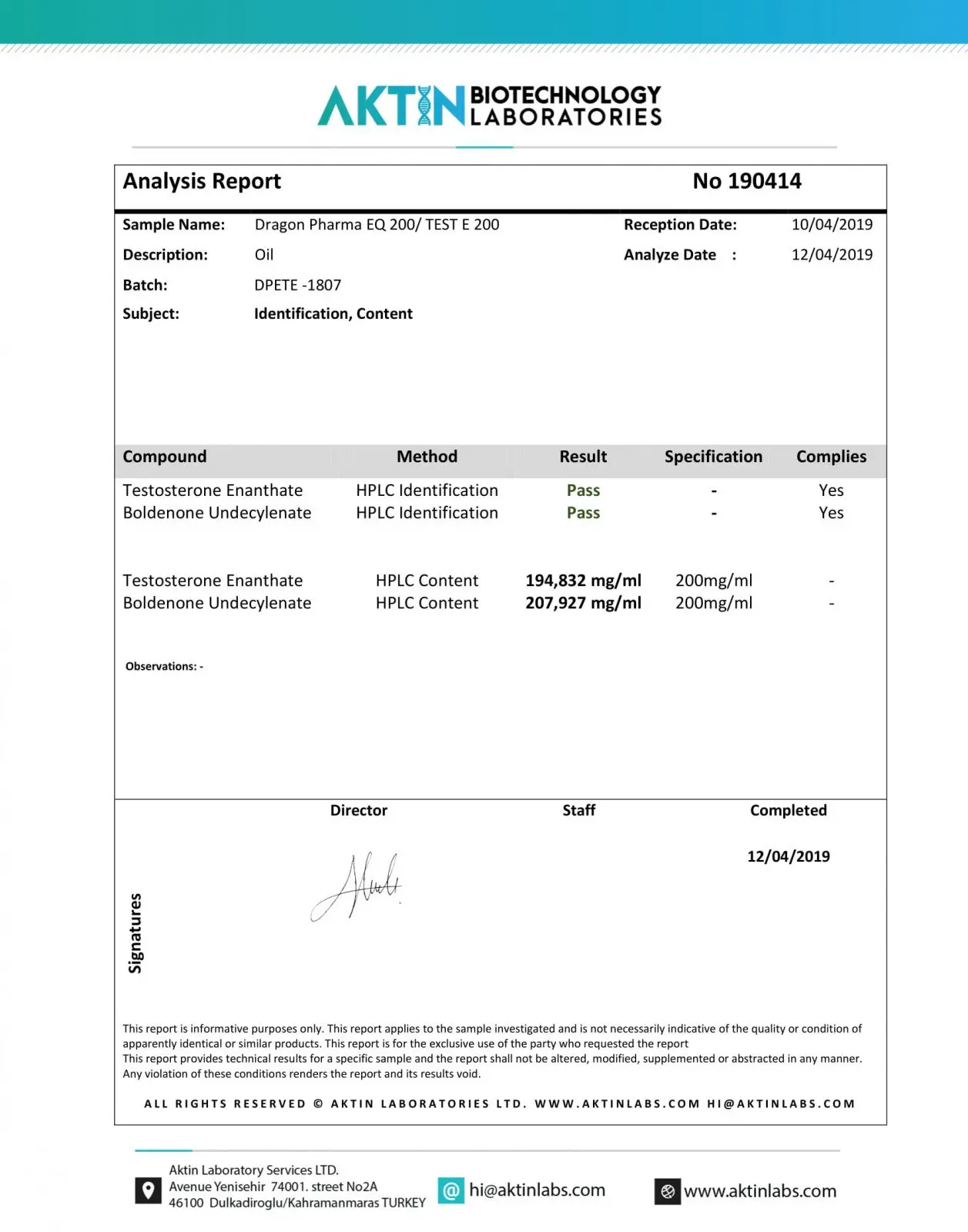 eq 200/test e 200 lab test results