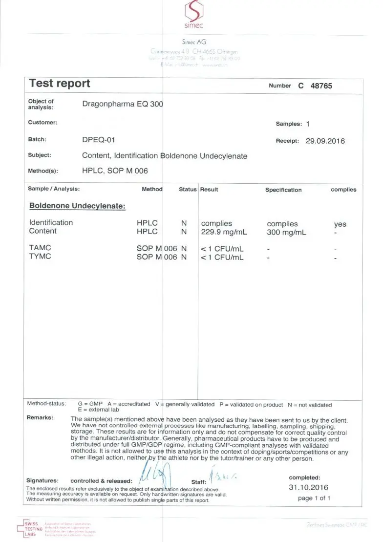 eq 300 lab test results