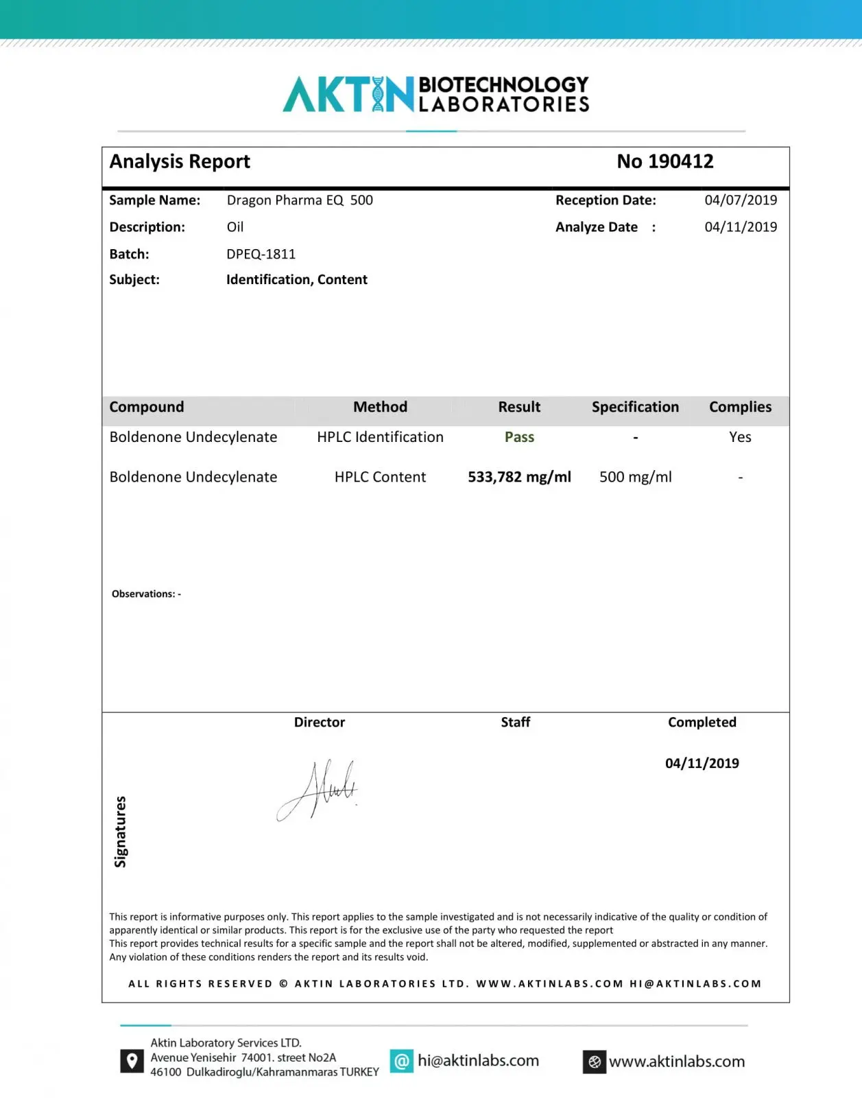 eq 500 lab test results