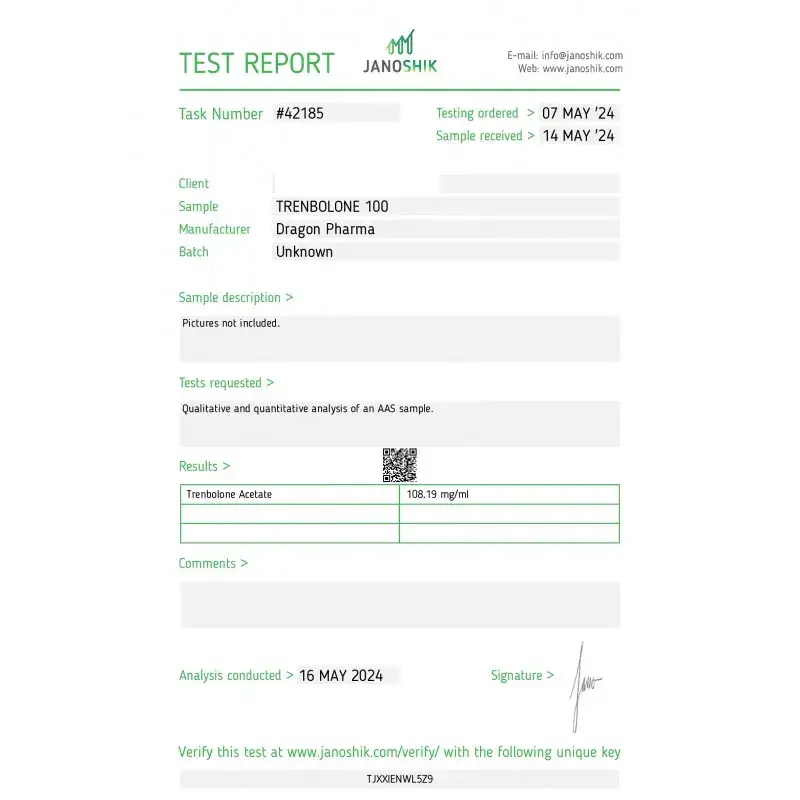 trenbolone 100 lab test report