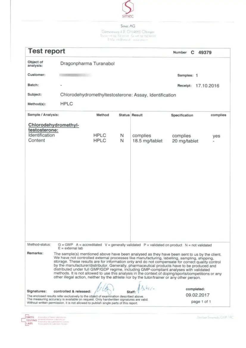 turanabol lab test results