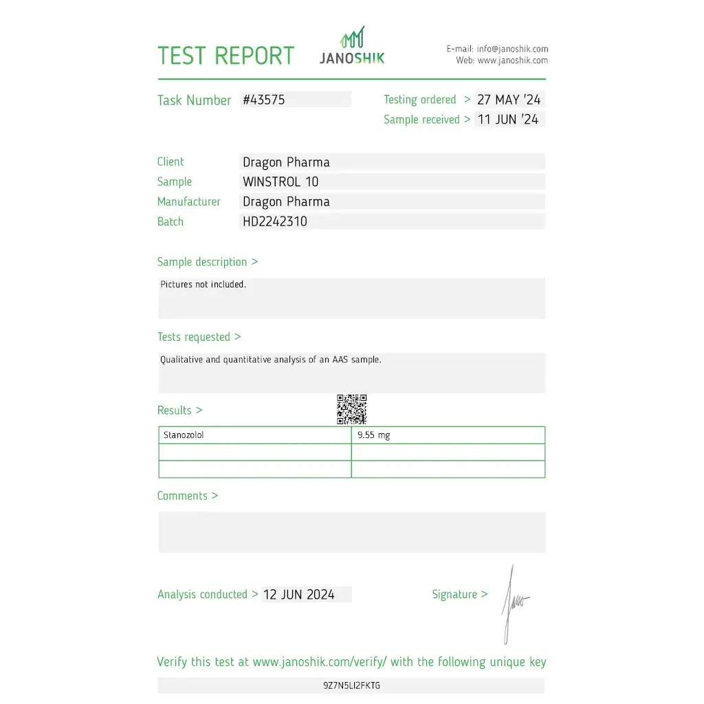 winstrol 10 lab test report